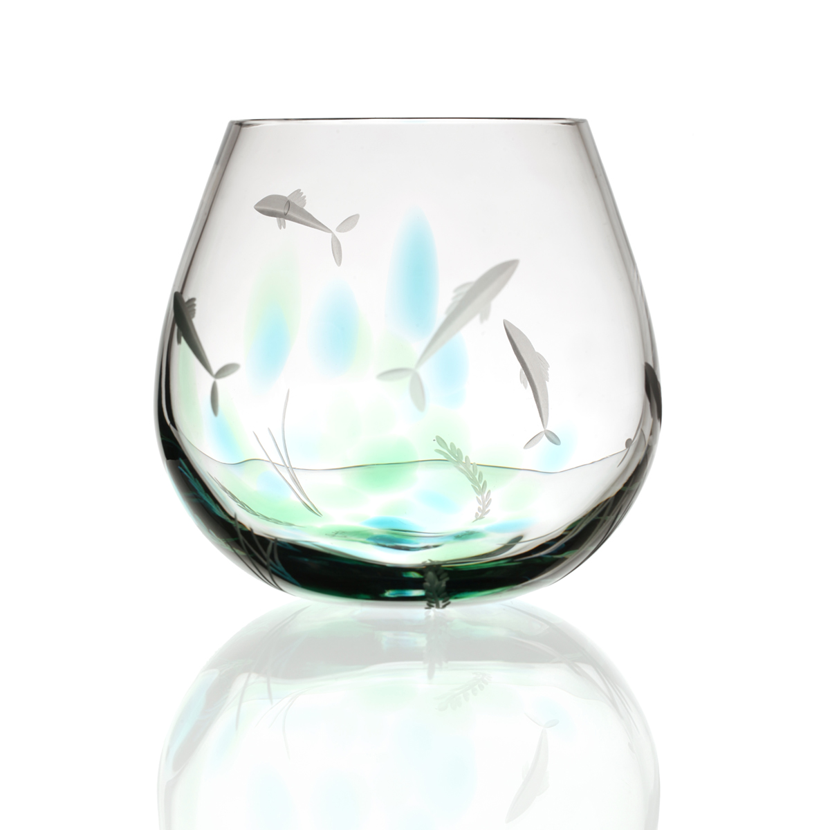 Irish Seagrass Teelicht Glas - Handgefertigtes Kristallglas aus Irland