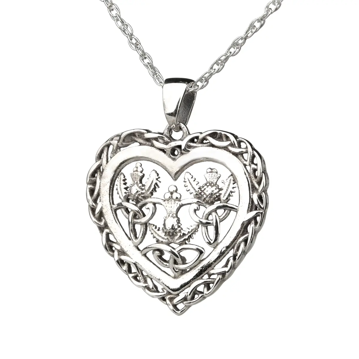 Scottish Thistle & Heart Kette - Keltisches Herz mit Disteln aus Schottland Scottish Thistle & Heart Kette - Keltisches Herz mit Disteln aus Schottland