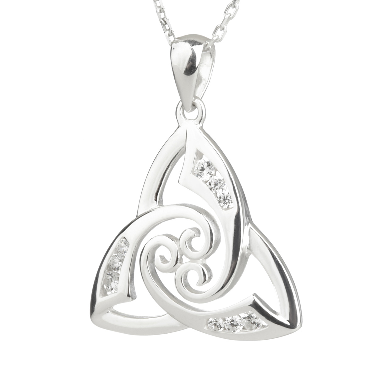kette-keltisch-sterling-silber-015 Keltische Trinity & Triskele Kette & Anhänger aus Irland - Silber & Kristall