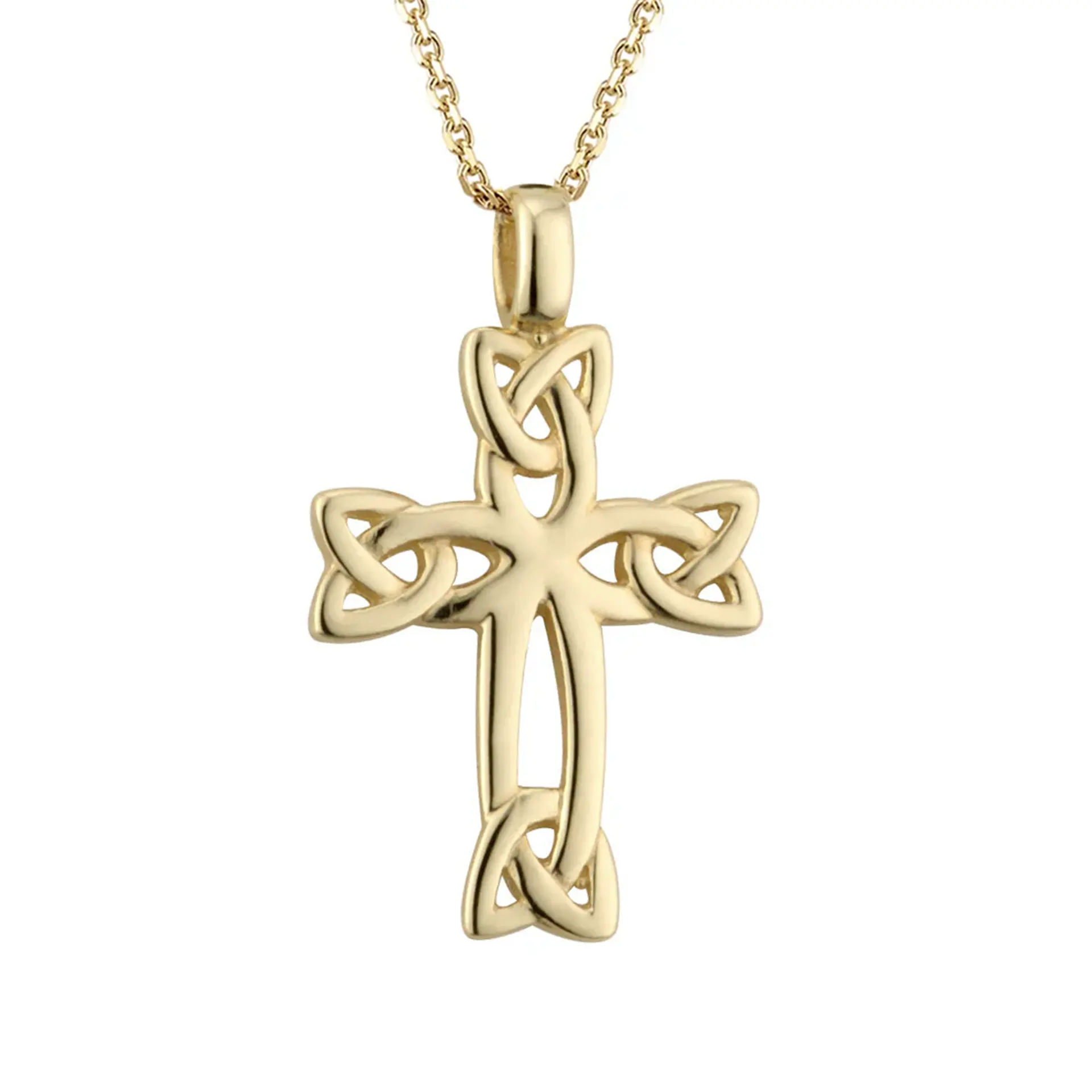 Keltisches Kreuz aus 14K Gold mit Trinity-Knoten - Handgefertigt in Irland