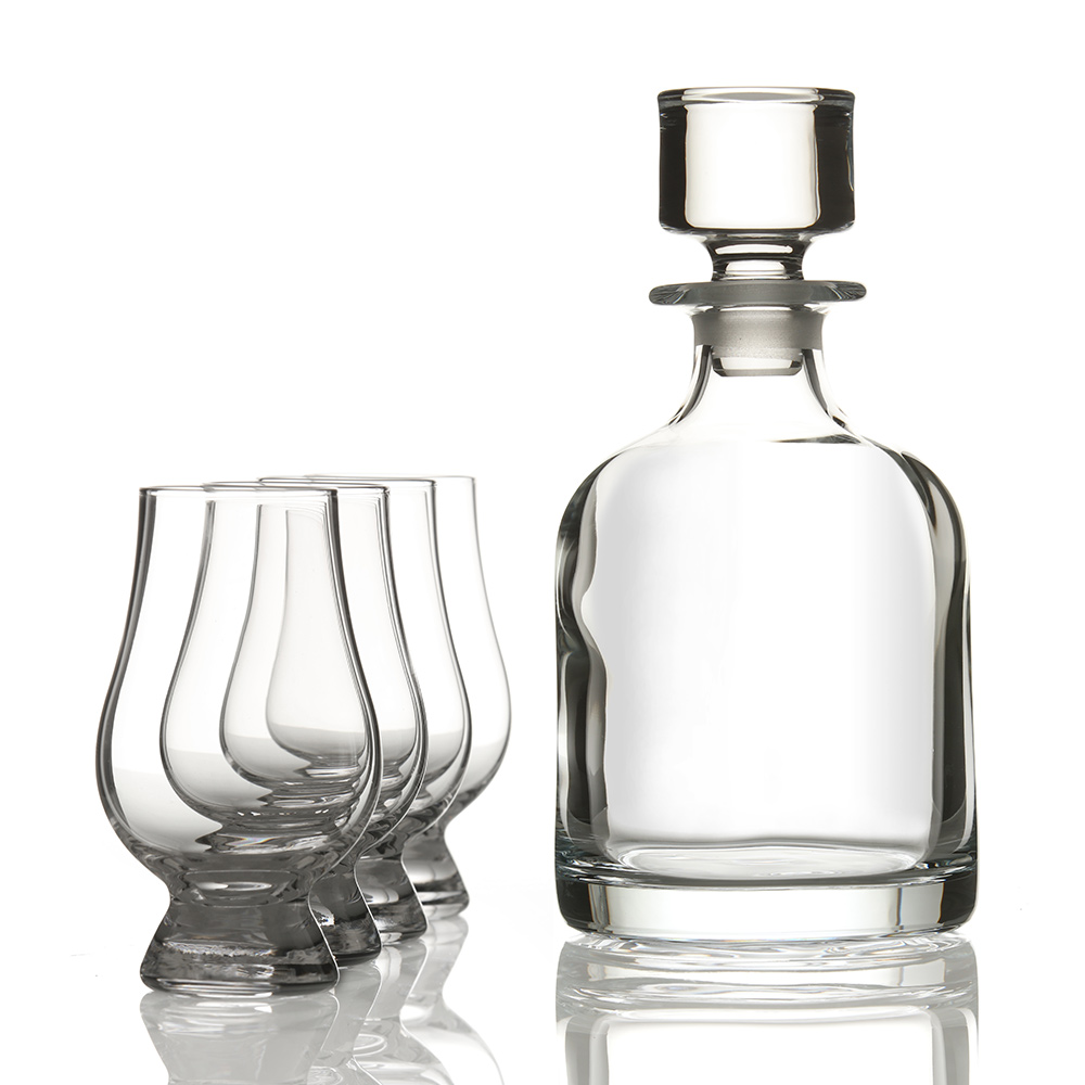 Glencairn Iona Whisky Set aus Schottland - Kristall Karaffe & 4 Tasting Gläser
