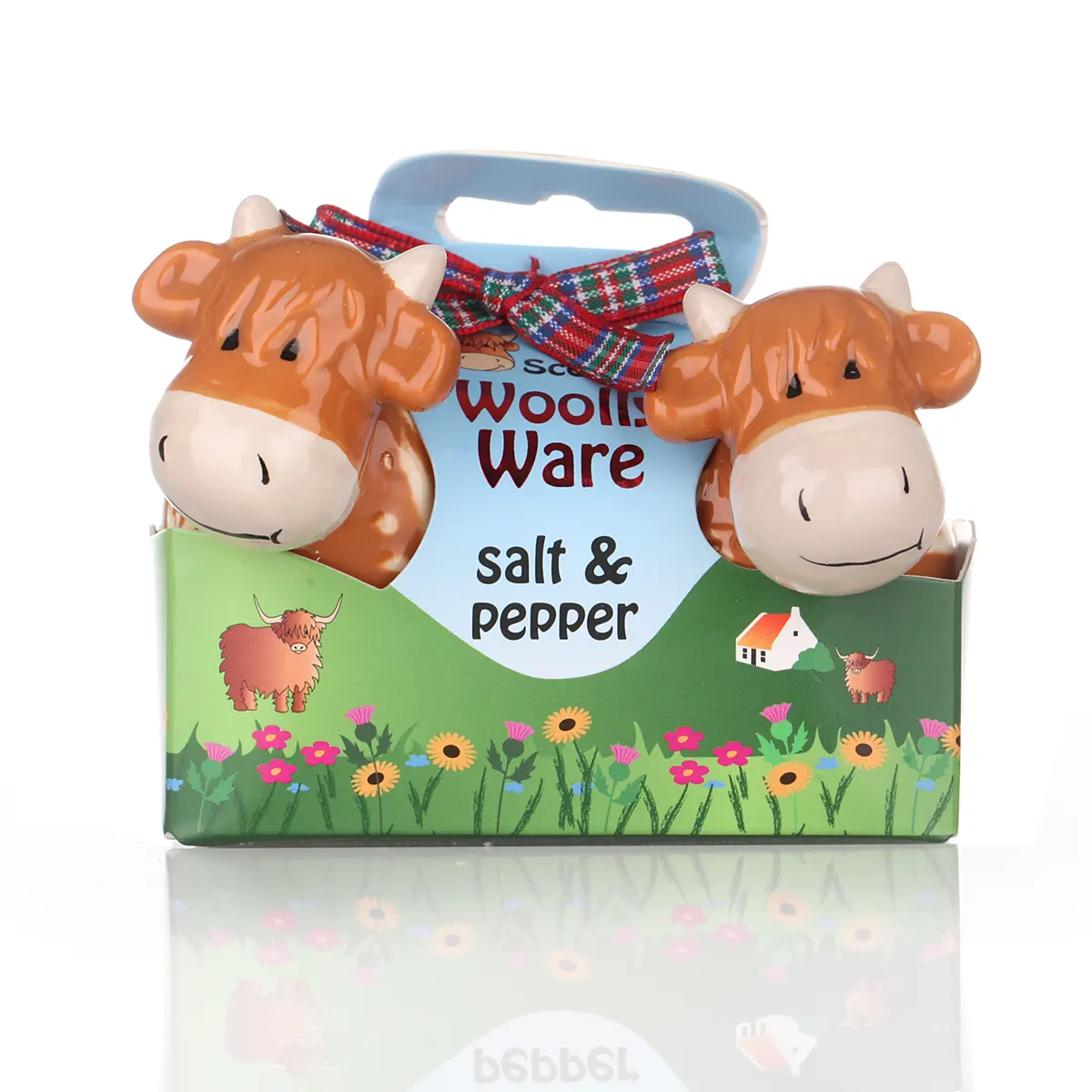 Woolly Ware - Handbemalte Highland Cow Keramik Salz- und Pfefferstreuer Woolly Ware - Handbemalte Highland Cow Keramik Salz- und Pfefferstreuer