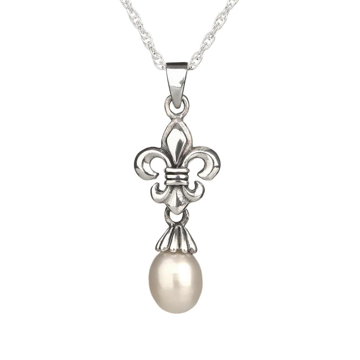 fleur-de-lis-lilie-kette-perle-silber-001HzhMAW7em9CKF Mary Queen of Scots - Maria Stuart - Fleur De Lys Kette - Sterling Silber & Perle
