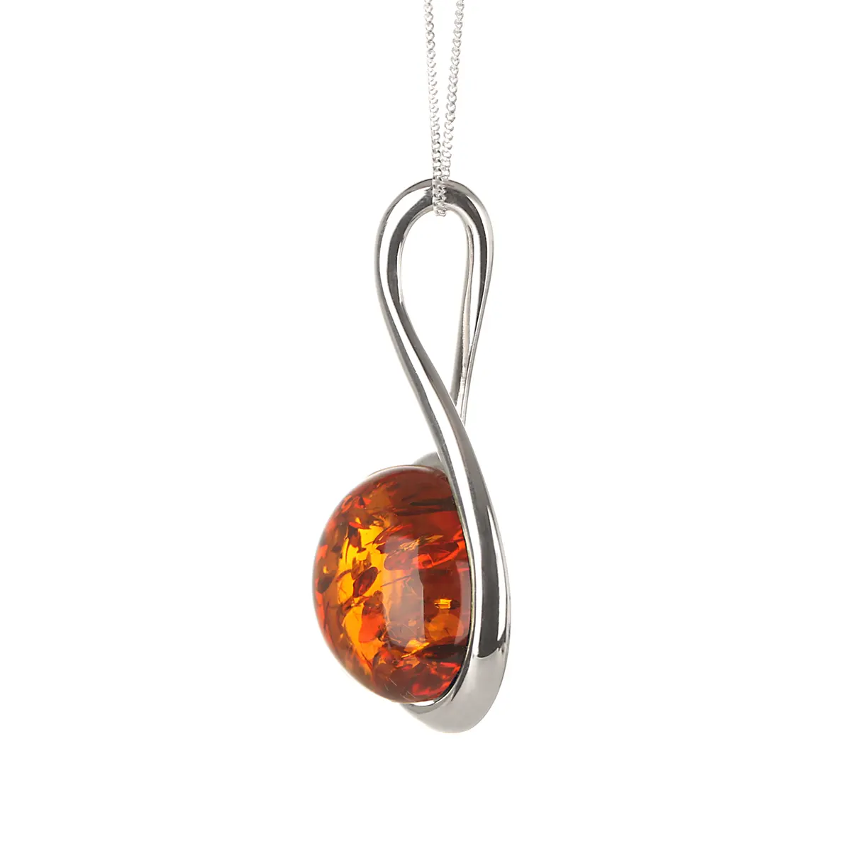 Amber Circle - Irische Kette aus cognacfarbenem Bernstein & Sterling Silber