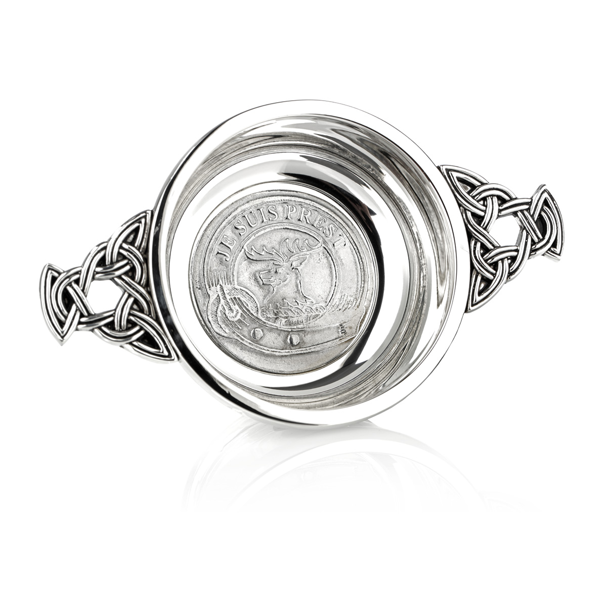 je-suis-prest-silber-clan-fraser-quaich-002 Je Suis Prest - Outlander Clan Fraser Whisky Quaich aus Schottland