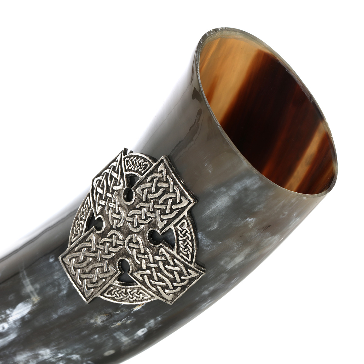 trinkhorn-keltisches-kreuz-0065810c0ed920ee Poliertes Trinkhorn mit keltischem Kreuz aus Zinn - ca. 0,5 Liter