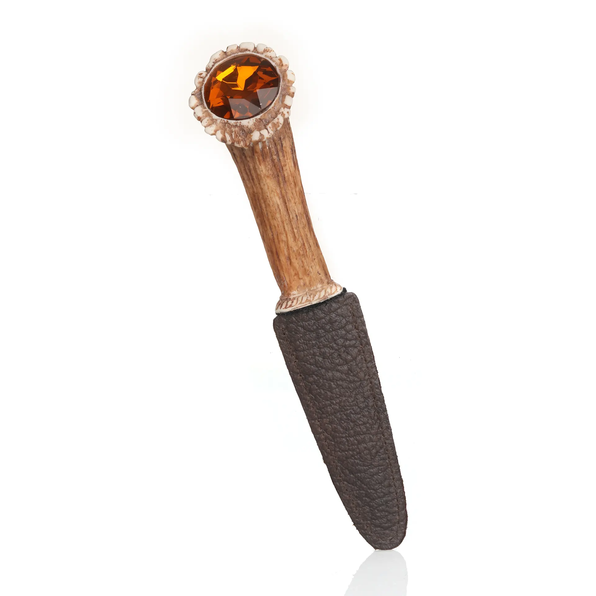 Cairngorm Sgian Dubh in Hirschhorn-Optik mit Kristall – Handgefertigt in Schottland