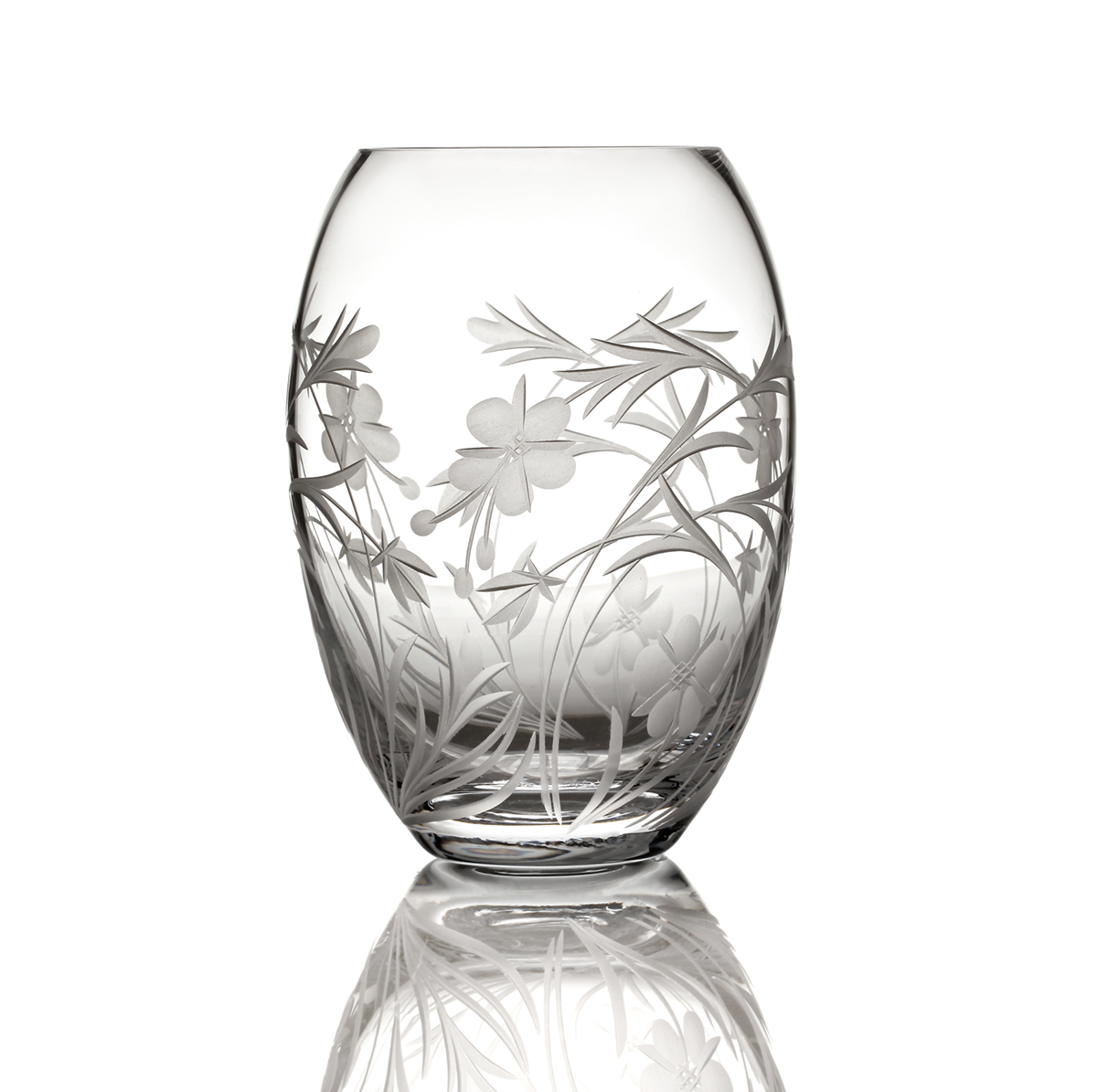 Vase-Kristall-Glas-Meadow-Flower-Wiesenblumen-Schottland-004DkfbgbZSTLyM8 Meadow Flower Barrel Vase - Kristallglas mit Wiesenblumen Muster