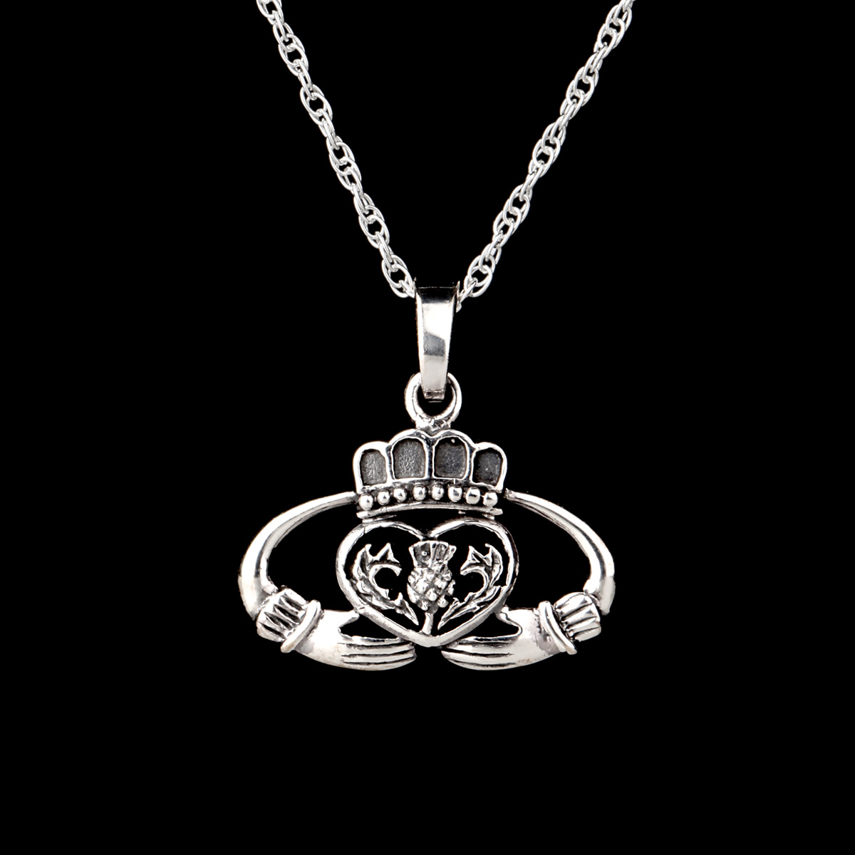kette-anhaenger-luckenbooth-schottland-thistle-001 Claddagh Ring Kette aus Sterling Silber - Handgefertigt in Schottland
