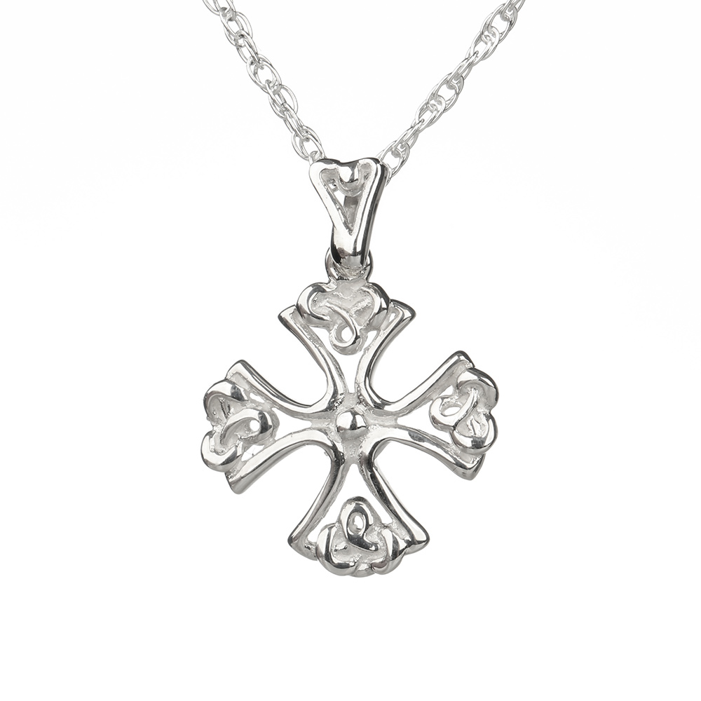 Keltisches Kreuz Kette aus Sterling Silber - Handgefertigt in Schottland
