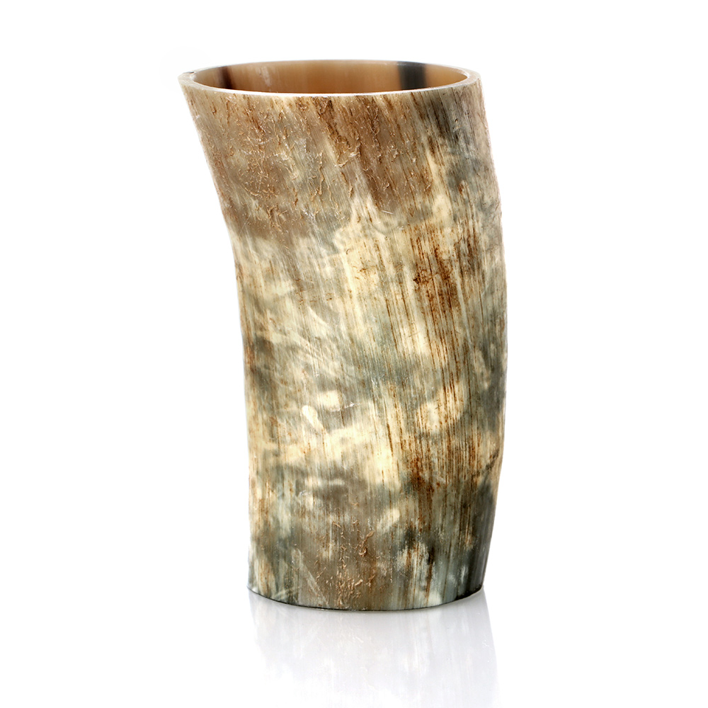 Becher-Horn-Natur-002 Hornbecher natur / roh - 0,3 l  - Wikinger Becher aus Rinderhorn - außen unbehandelt