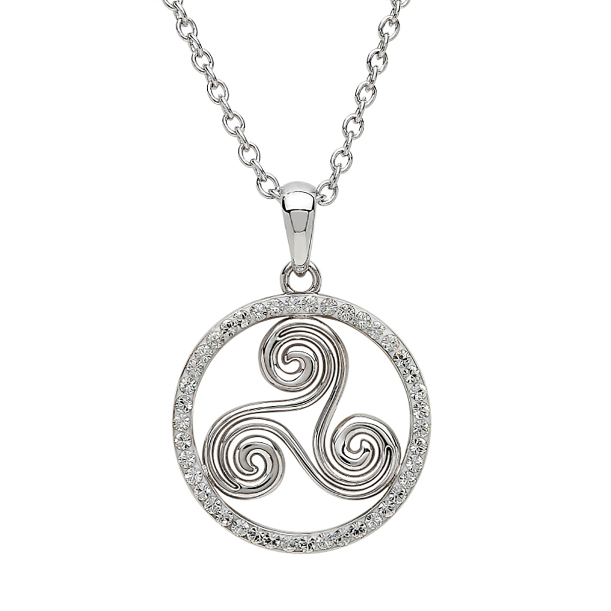 Swarovski-Triskele-kette-keltisch Keltische Triskele - Kette aus Sterling Silber mit Swarovski Kristallen