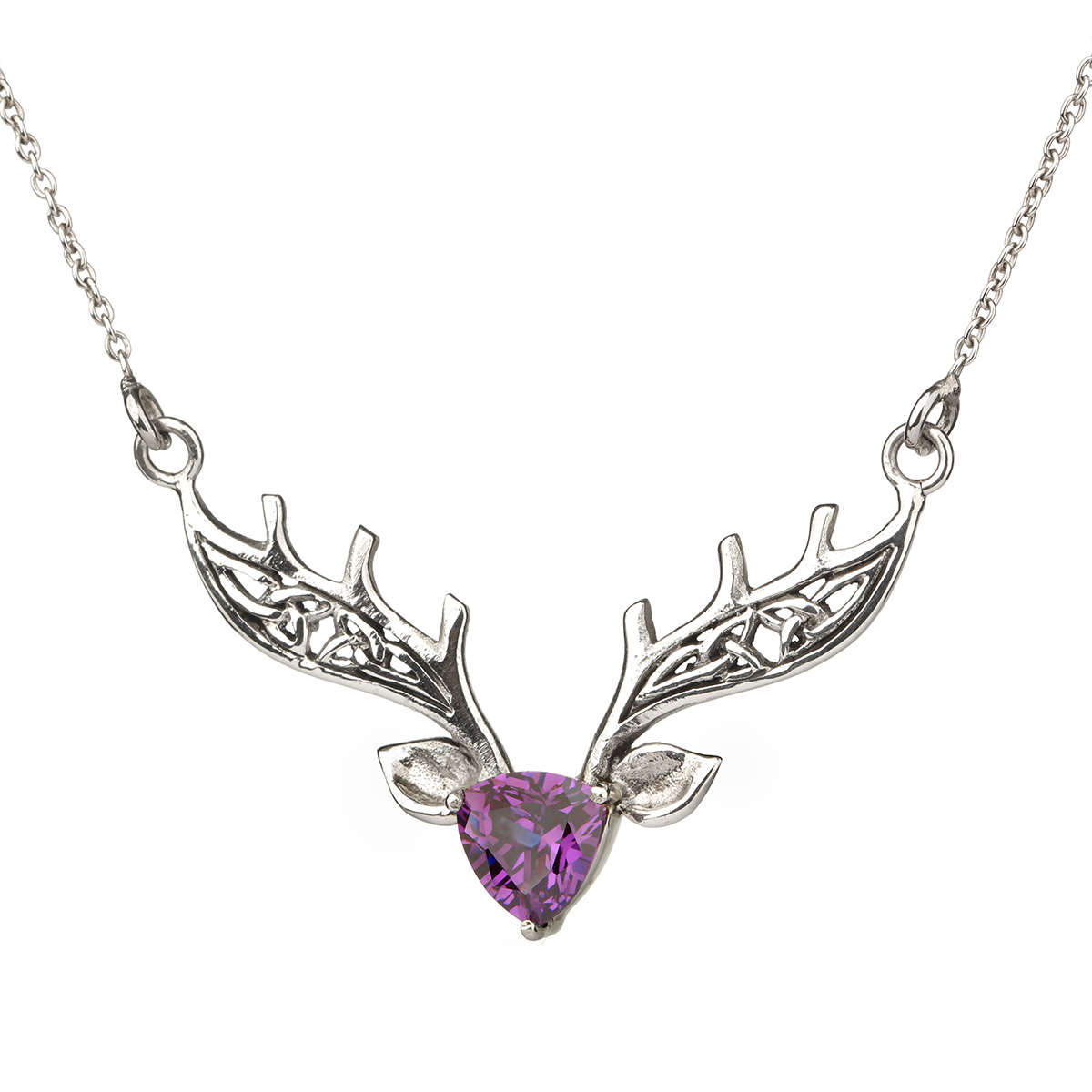 Keltisch-Geweih-Silber-001 Monarch Of The Glen -  schottischer Hirsch aus Sterling Silber & Kristall