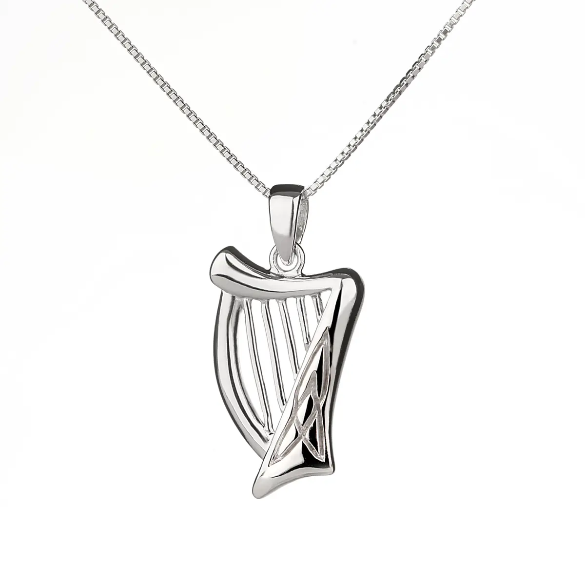 Irish Harp Kette & Anhänger - Keltische Harfe - Sterling Silber aus Irland