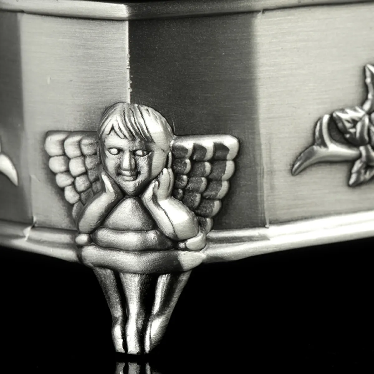 Claddagh-Schmuckschtulle-Irland-keltisch-Silber-Zinn-016sT5Rr1LW6UwTL Irische Schmuckschatulle in Herzform - verziert mit Engeln & Rosen