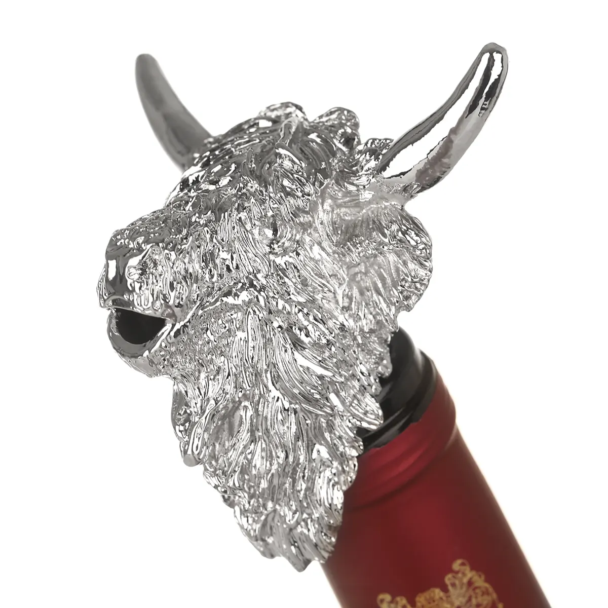 Highland Cow Flaschenausgießer aus Edelstahl – Weinverschluss mit Rinderkopf-Design Highland Cow Flaschenausgießer aus Edelstahl – Weinverschluss mit Rinderkopf-Design