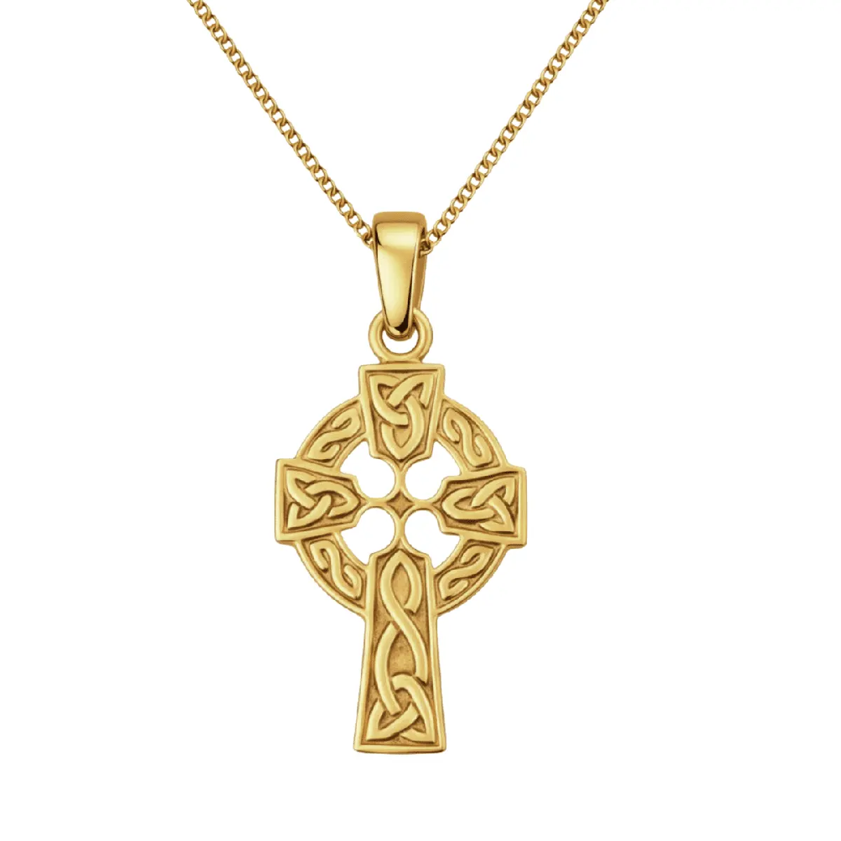 Keltische Kreuz Kette aus Sterlingsilber mit 24 Karat Vergoldung
