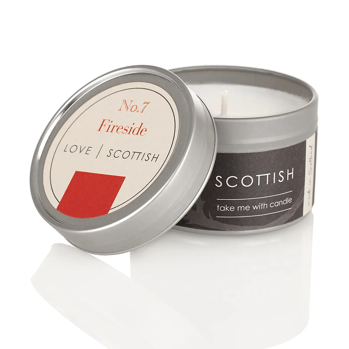 Love Scottish Travel Tin - Fireside - handgefertigte Duftkerze aus Kokoswachs