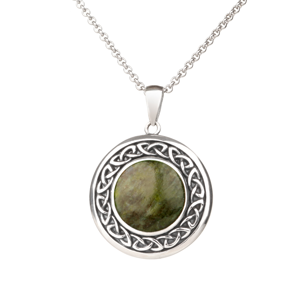 kette-anhaenger-irland-connemara-marmor-keltisch-silber-010 Silver Celtic Shield - Irische Kette aus Connemara Marmor & Sterling Silber