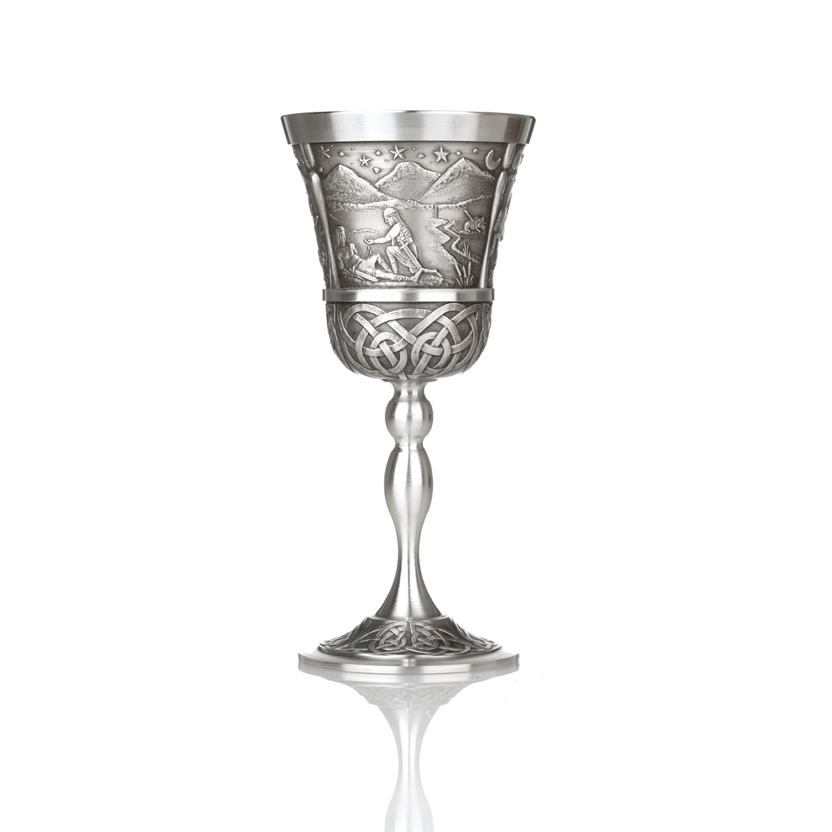 Weinkelch-zinn-keltisch-silber-mittelalter-irland-mythical-ireland-011 Mythical Ireland - Na Fianna - irischer Weinkelch aus Zinn mit keltischen Motiven