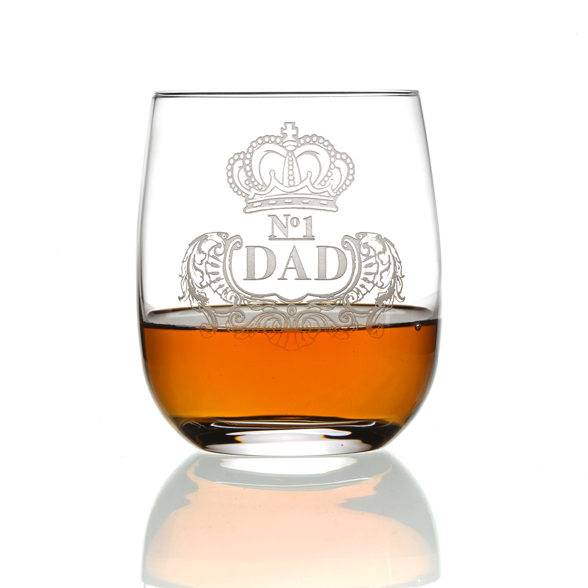 No.1 DAD - Handgefertigter Barrel Whisky Tumbler aus Kristallglas mit Gravur
