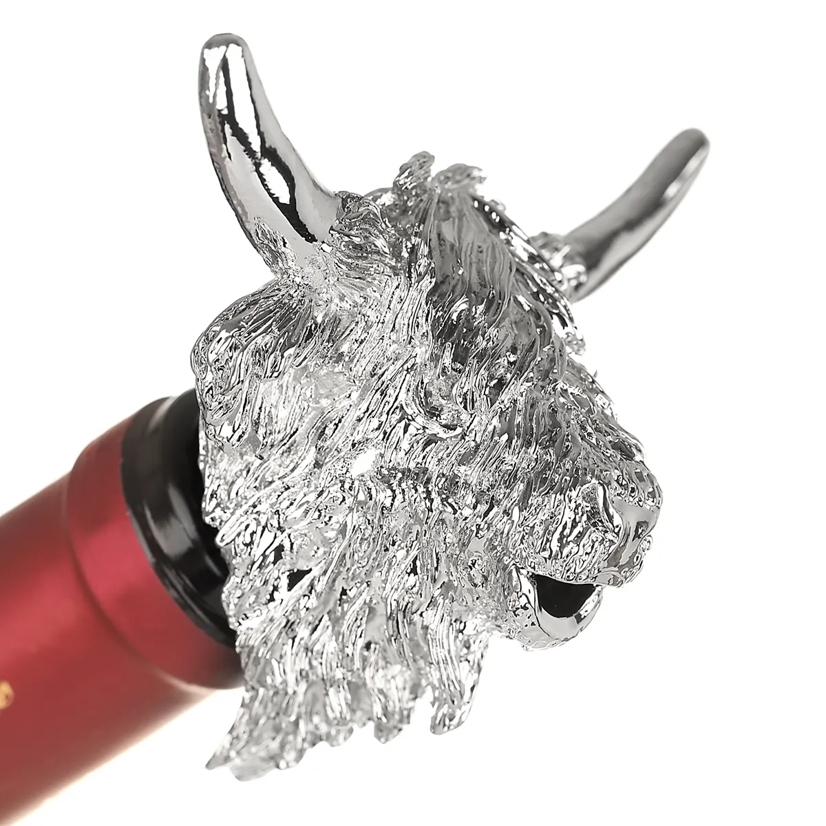 Highland Cow Flaschenausgießer aus Edelstahl – Weinverschluss mit Rinderkopf-Design Highland Cow Flaschenausgießer aus Edelstahl – Weinverschluss mit Rinderkopf-Design