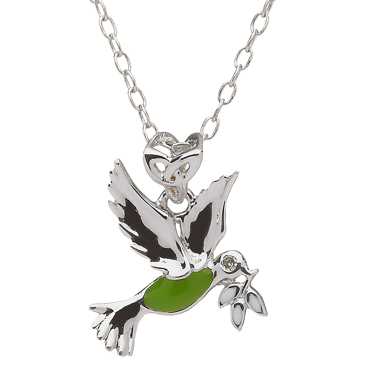celtic-bird-keltischer-vogel-silber-kette Celtic Trinity Bird Kette - keltischer Vogel aus Sterling Silber mit Emaille & Diamant