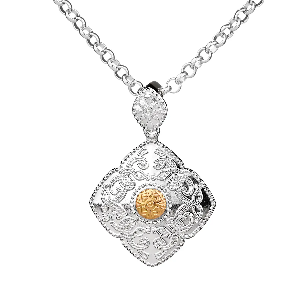 kette-anhaenger-keltisch-celtic-warrior-irland-silber-gold-kite-001 Celtic Warrior - Kite Style - keltische Kette aus Irland mit Gold Bead