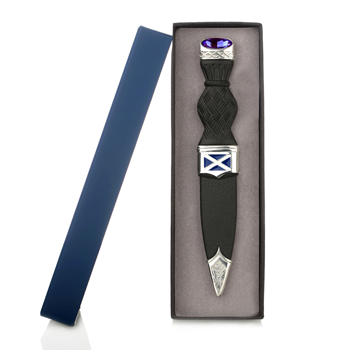 Saltire Amethyst Sgian Dubh - Schottische Flagge mit Kristall