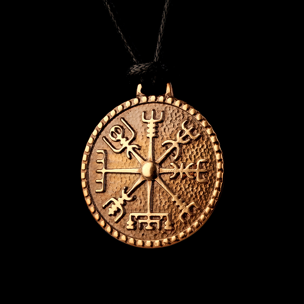 kette-anhaenger-vegvisir-bronze-gold-wikinger-island-006 Vegvisir Runen-Kompass aus Bronze - Handgefertigter Anhänger aus England