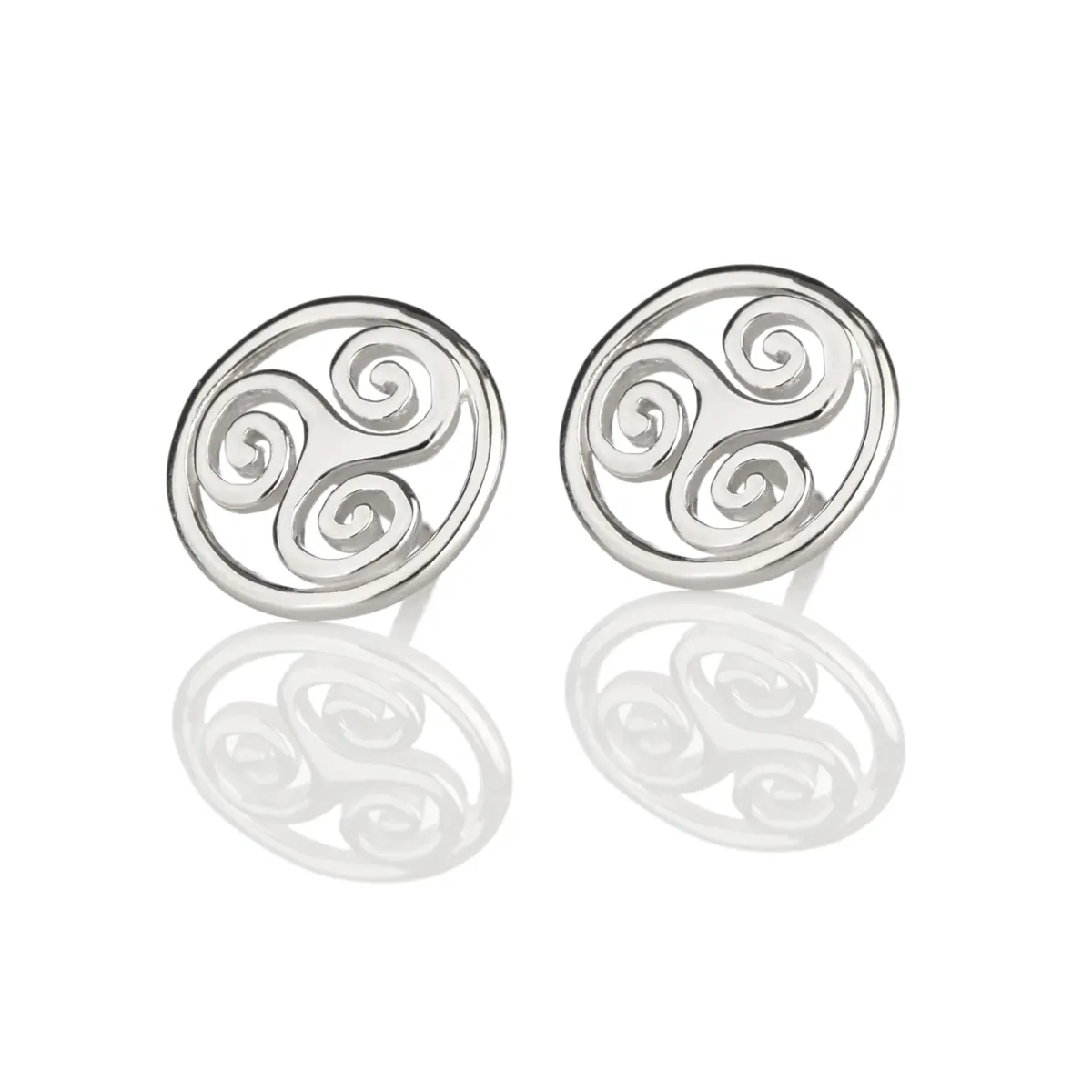 Newgrange Spiral - Keltische Triskele Ohrstecker aus Sterling Silber Newgrange Spiral - Keltische Triskele Ohrstecker aus Sterling Silber