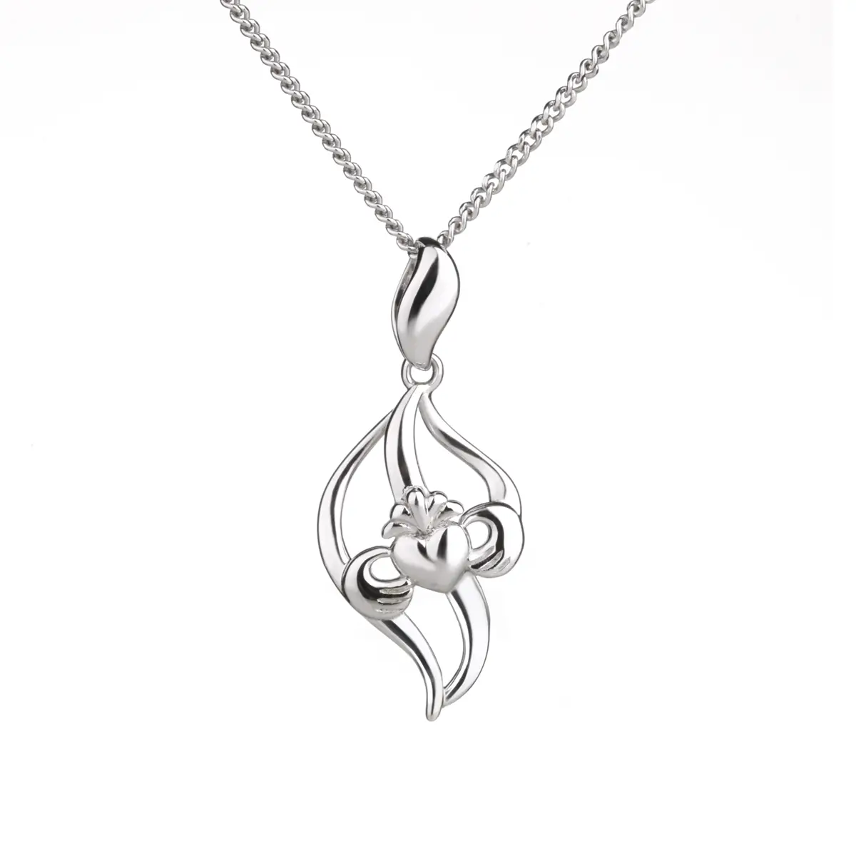 kette-anhaenger-leaf-claddagh-silber-irland-001 Leaf Claddagh Pendant - Moderne Claddagh Kette handgefertigt in Irland