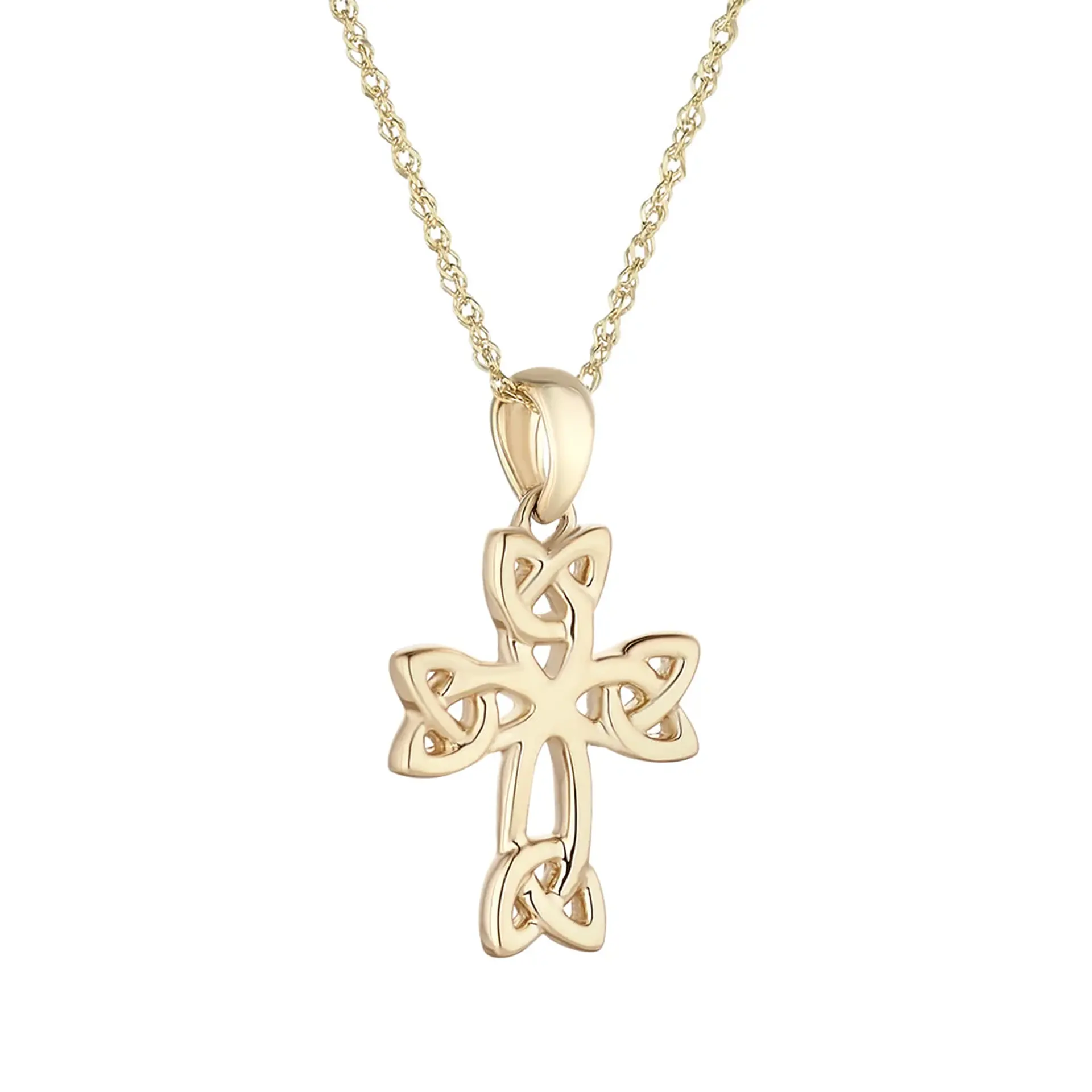 Keltisches Kreuz aus 10K Gold mit Trinity-Knoten - Handgefertigt in Irland