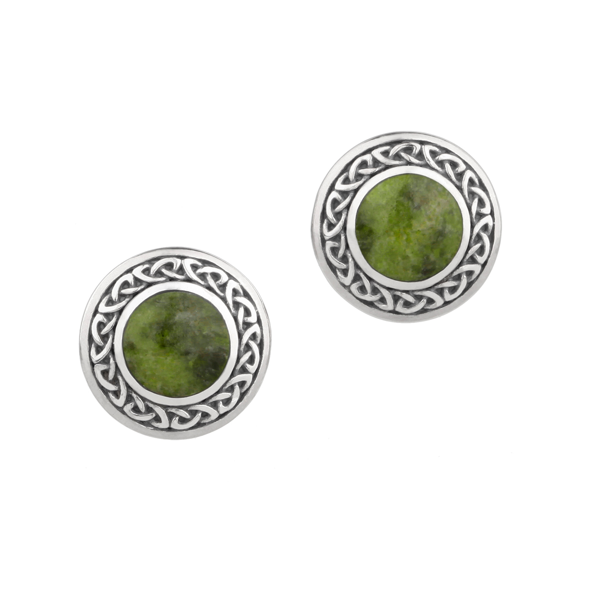 Ohrstecker-ohrringe-keltisch-irland-connemara-marmor-silber-002 Silver Celtic Shield - Irische Ohrstecker aus Connemara Marmor & Sterling Silber