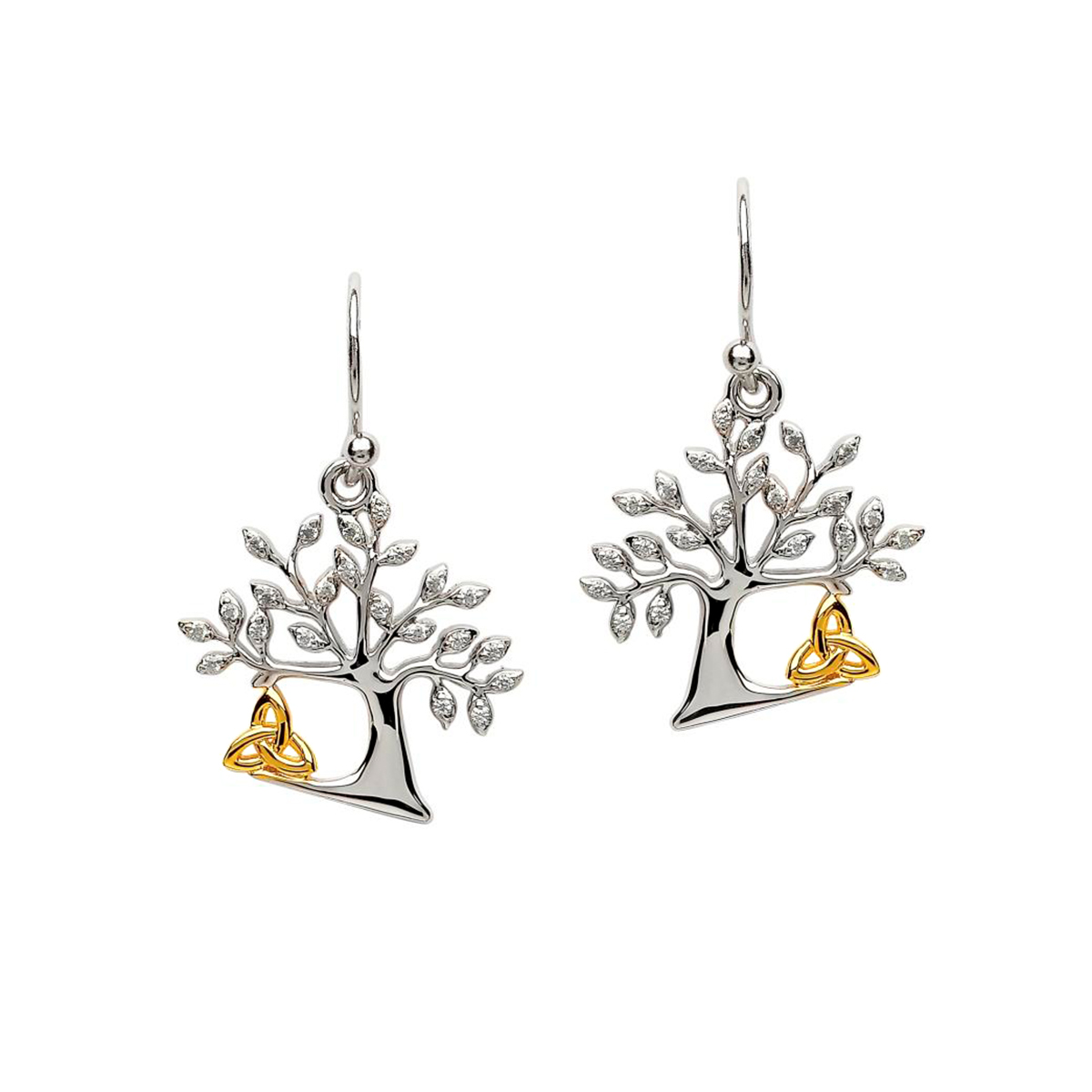 ohrhaenger-ohrstecker-lebensbaum-trinity-irland-silber-gold-002 Keltische Lebensbaum Ohrhänger aus Irland - Silber mit vergoldeten Trinity Knoten