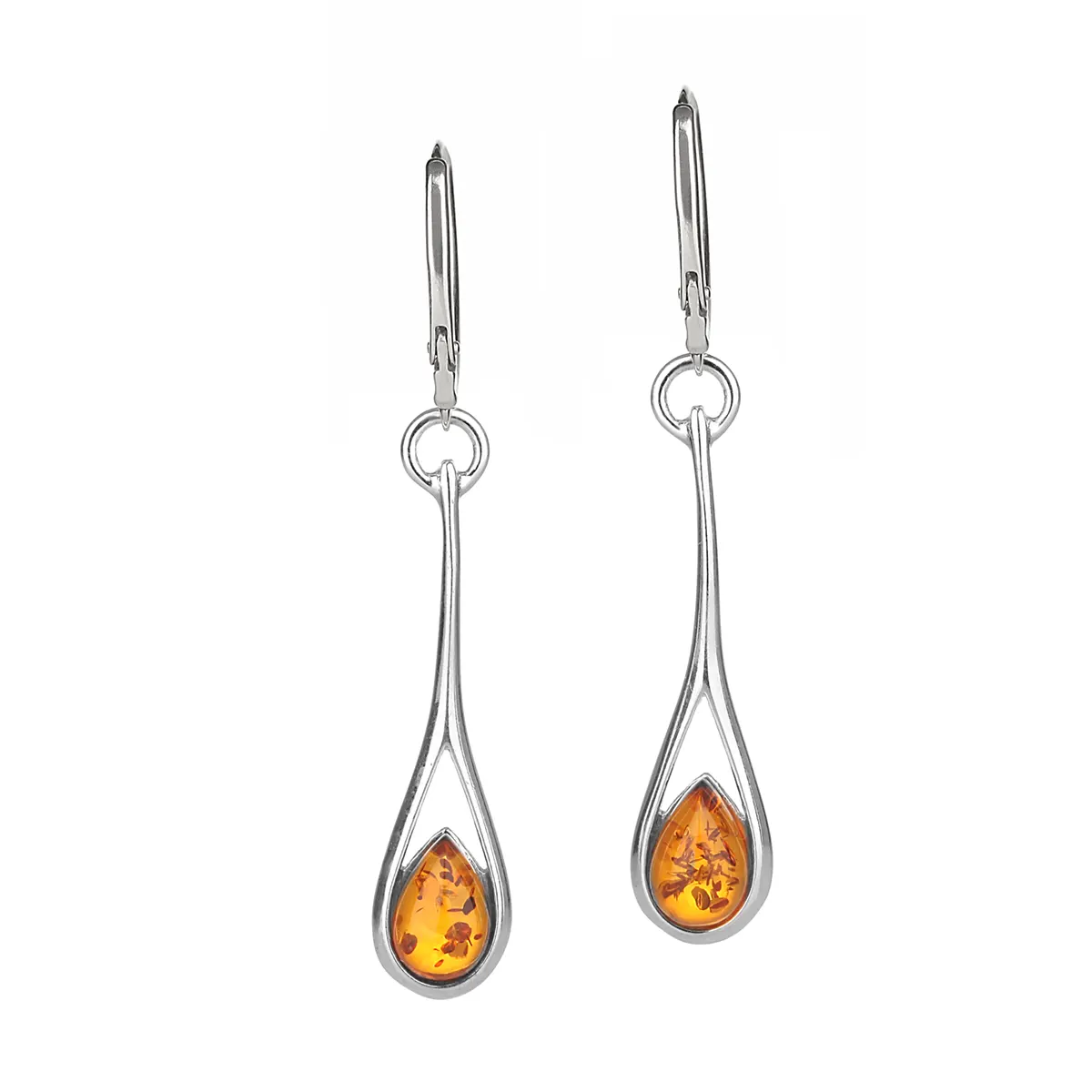 Amber Silver Drop - Irische Ohrstecker aus honigfarbenem Bernstein & Sterling Silber Amber Silver Drop - Irische Ohrstecker aus honigfarbenem Bernstein & Sterling Silber