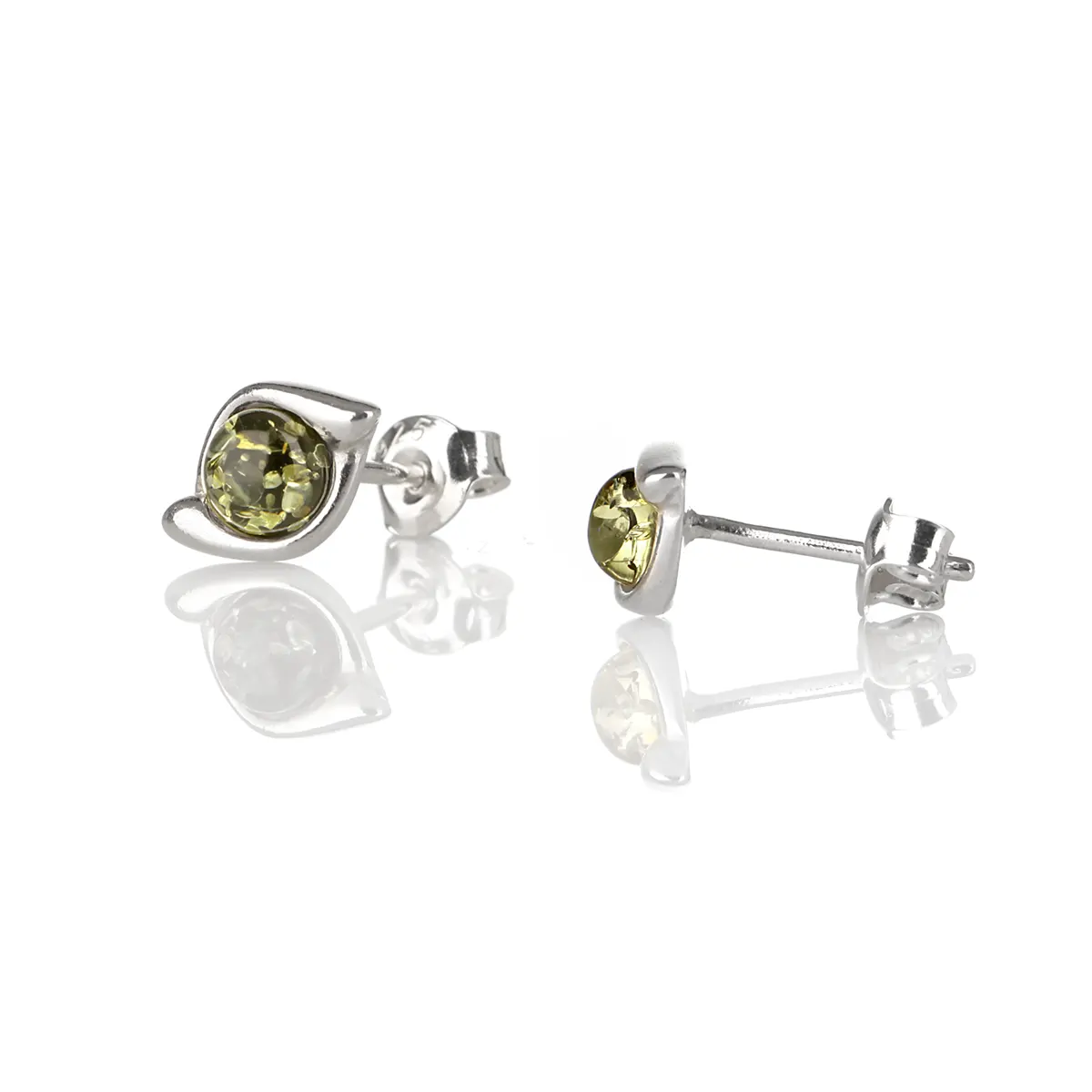 ohrstecker-ohrringe-bernstein-amber-gruen-silber-irland-007 Green Amber Studs - Irische Ohrstecker aus grünem Bernstein & Sterling Silber