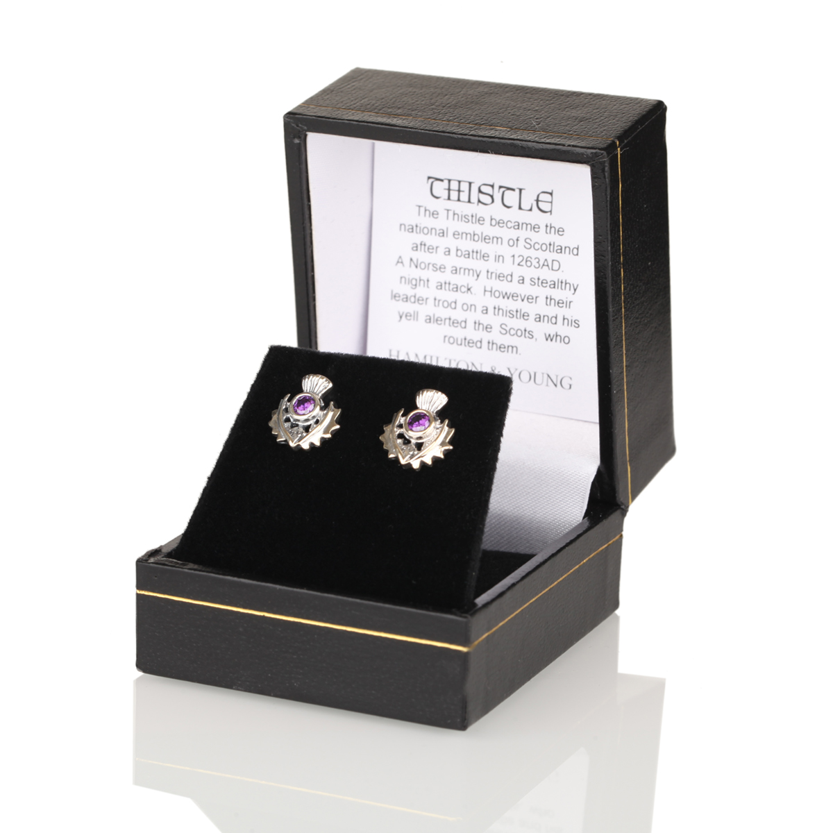 ohrstecker-ohrschmuck-schottisch-distel-thistle-kristall-004 Schottische Distel - Ohrstecker aus Sterling Silber und Amethyst