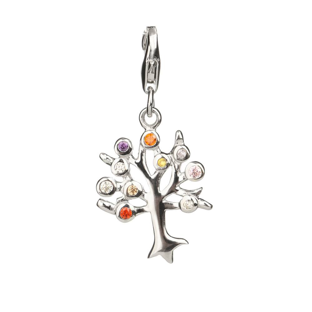 Tree Of Life - Der Lebensbaum als Charm aus Sterling Silber & Kristall
