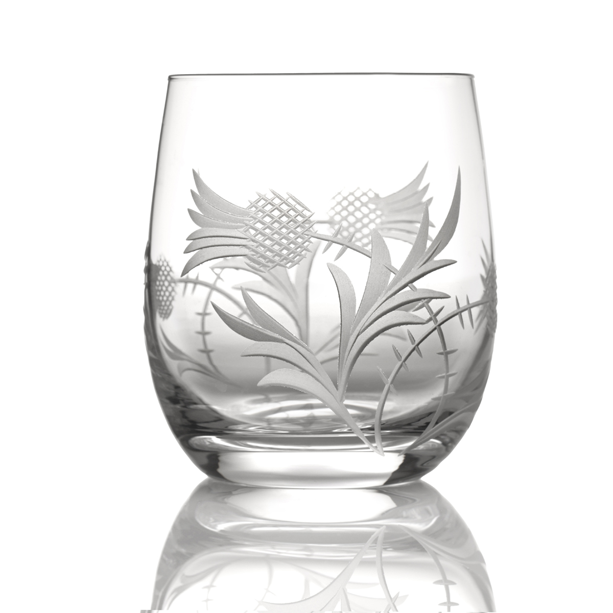 2 x Flower of Scotland Barrel Tumbler - Kristall Whiskyglas mit Distelschliff aus Schottland