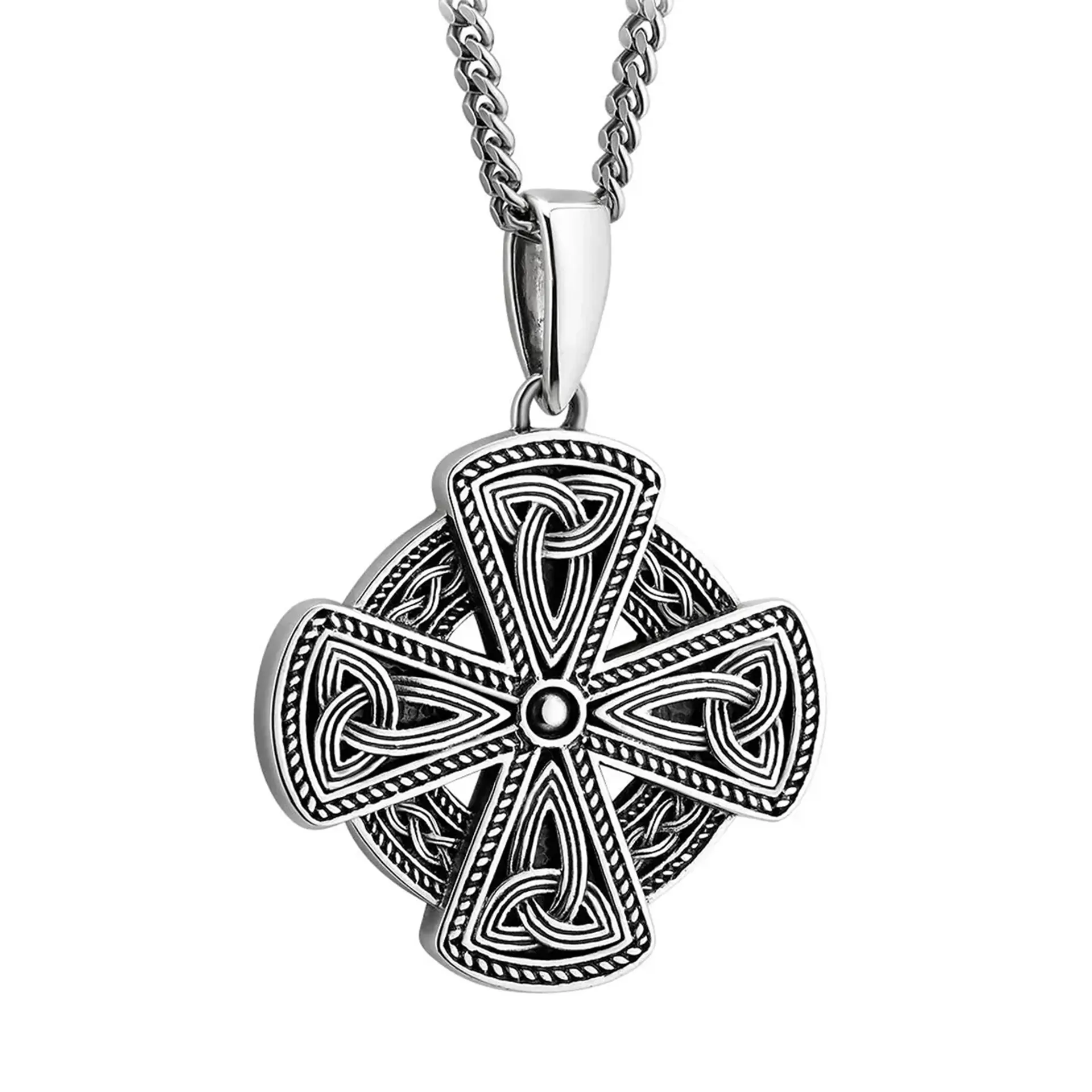 Keltisches Kreuz aus oxidiertem Sterlingsilber im modernen Stil - Handgefertigt in Irland Keltisches Kreuz aus oxidiertem Sterlingsilber im modernen Stil - Handgefertigt in Irland