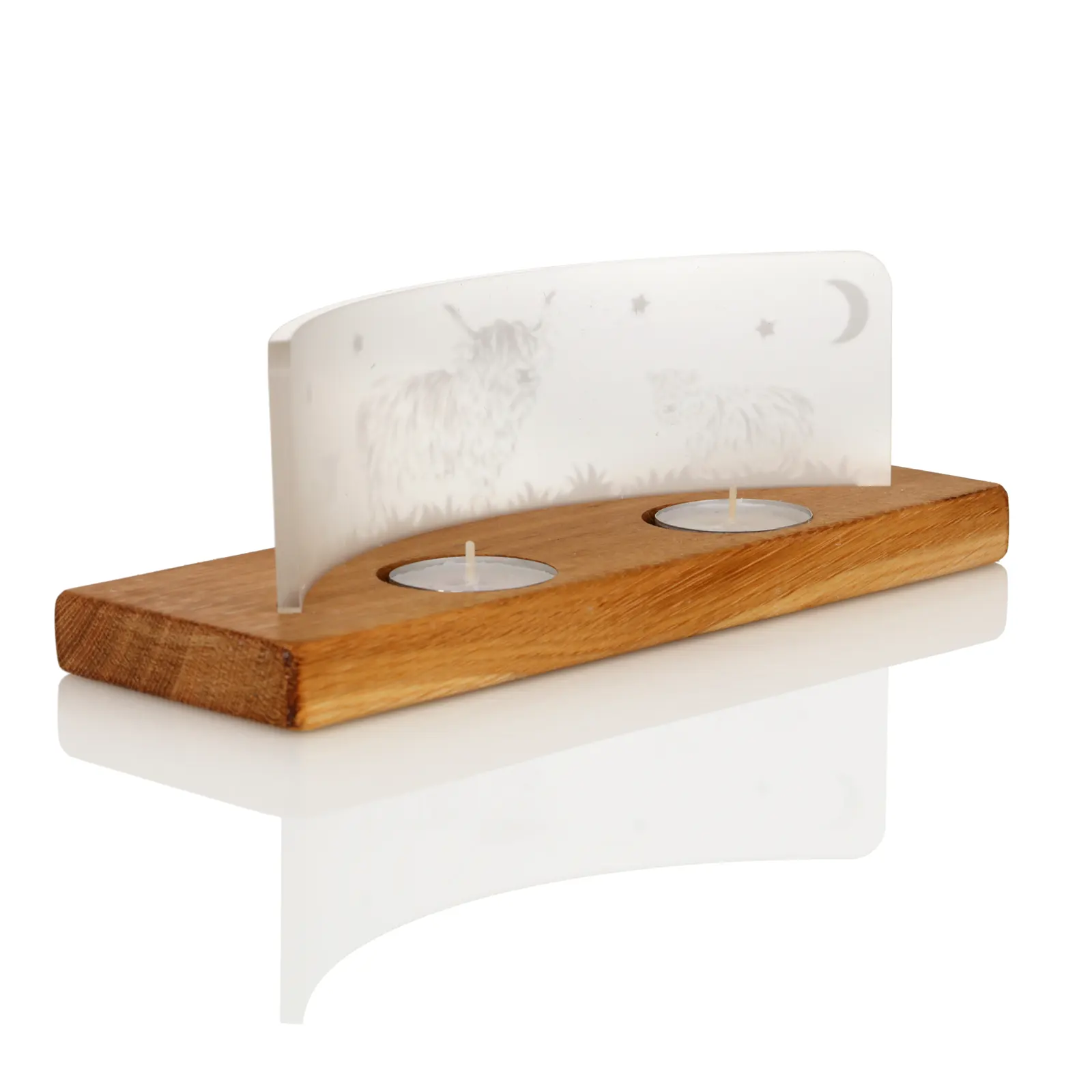Coo Family Large - Highland Cow Teelichthalter aus recyceltem Whiskyfass