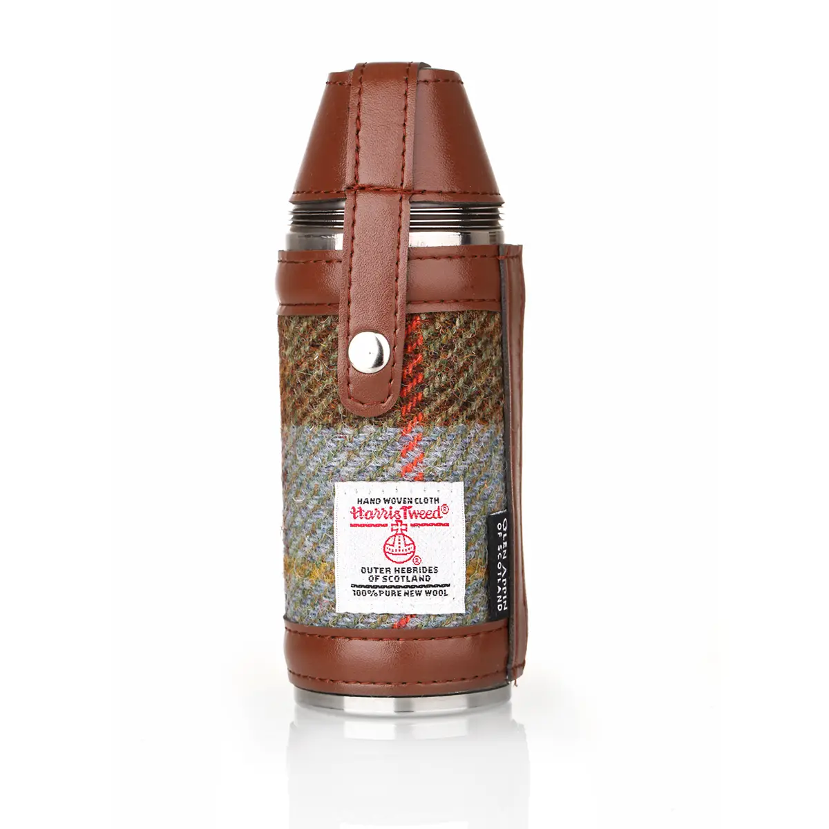 hunting-flask-jagd-flasche-edelstahl-harris-tweed-schottland-tartan-002 Harris Tweed Flask / Campingflasche in MacLeod Tartan