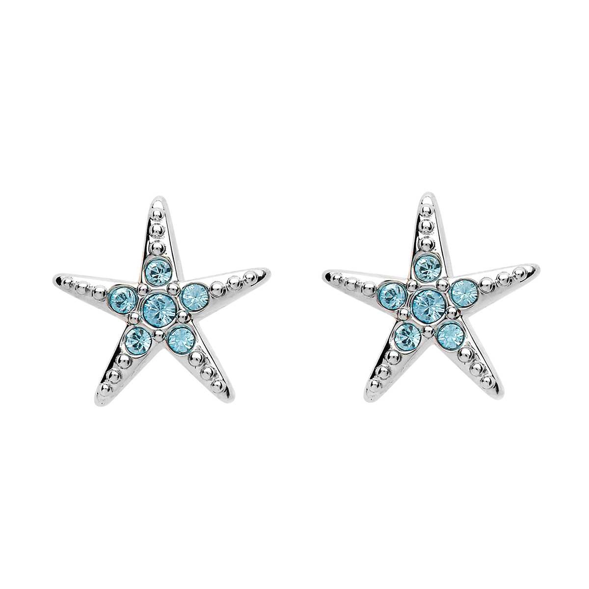 Ocean Aqua Starfish - Seestern Ohrstecker aus Sterling Silber & Swarowski Kristall