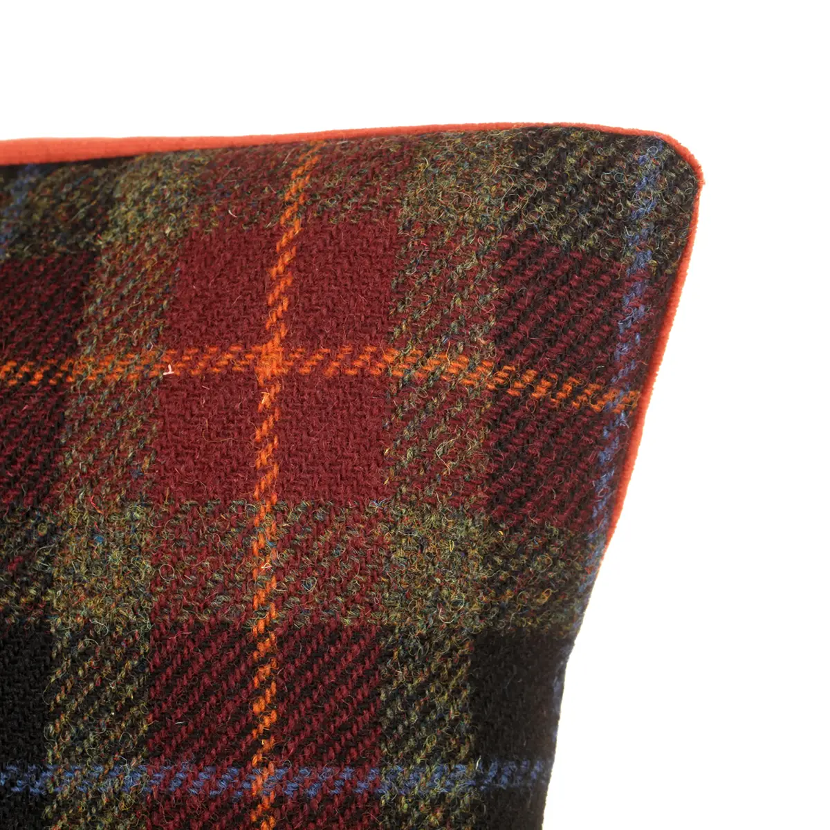 Harris Tweed Kissen aus Schottland in Rust Check Tartan - 45 x 45 cm