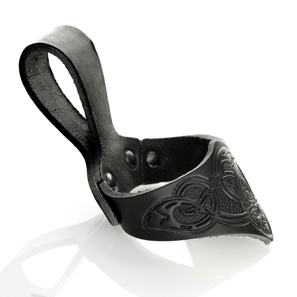 trinkhorn-halter-leder-keltisch-001cMtPxmKE98Lj8 Gürtelhalter Leder Schwarz - keltische Muster - für Trinkhorn  0,7 - 1 Liter