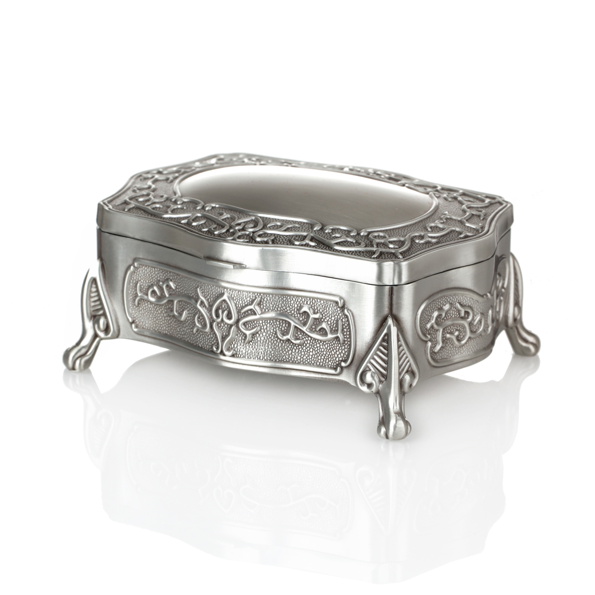 schmuck-schatulle-kasten-keltisch-silber-metall-irland-006 Irische Schmuckschatulle mit floralen keltischen Motiven - Handgefertigt in Irland