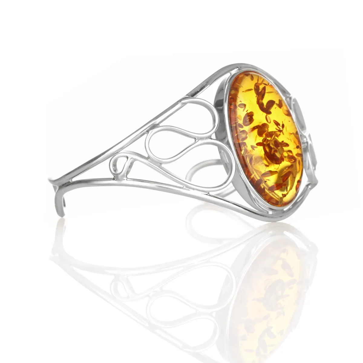 Honey Amber Bangle - Irischer Armreif aus honigfarbenem Bernstein & Sterling Silber