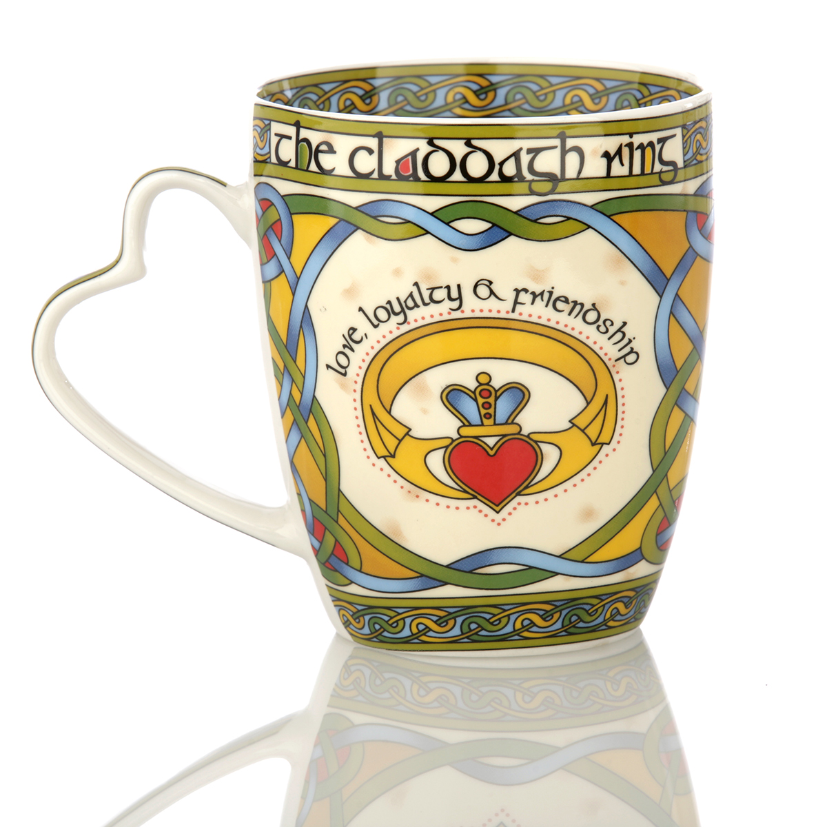Kaffeebecher-Mug-Irland-claddagh-ring-006 Claddagh Mug - Kaffeebecher aus Irland mit Claddagh Ring & keltischem Muster