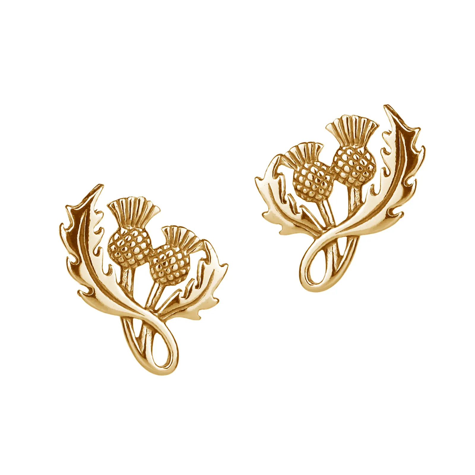 Schottische Distel Ohrstecker – Sterlingsilber mit 24-Karat-Vergoldung